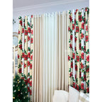 NON BLOCKOUT Holiday Christmas Day Cream Beige 3in1 & 5in1 Curtains 7ft/8ft Length 10 Rings
