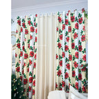 NON BLOCKOUT Holiday Christmas Day Cream Beige 3in1 & 5in1 Curtains 7ft/8ft Length 10 Rings