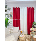 NON BLOCKOUT 3in1 & 5in1 Curtains Christmas Day Cream Red