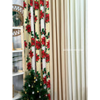 NON BLOCKOUT Holiday Christmas Day Cream Beige 3in1 & 5in1 Curtains 7ft/8ft Length 10 Rings