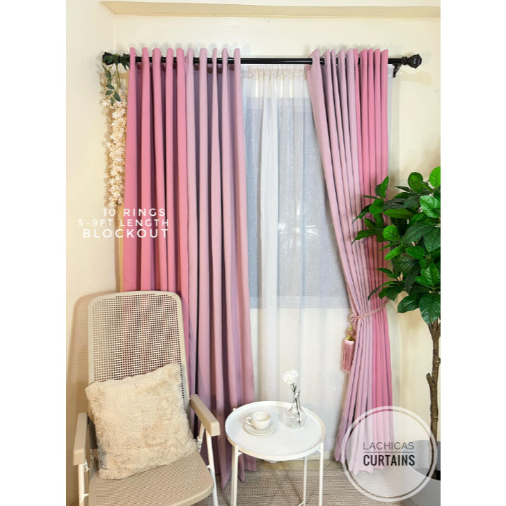 Old Rose & Nude Pink & Sheer Curtain Set | 6-in-1 | Blackout