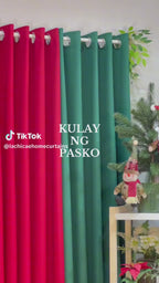 Christmas Green & Christmas Red Curtain Panel | Per Piece | Non-Blackout