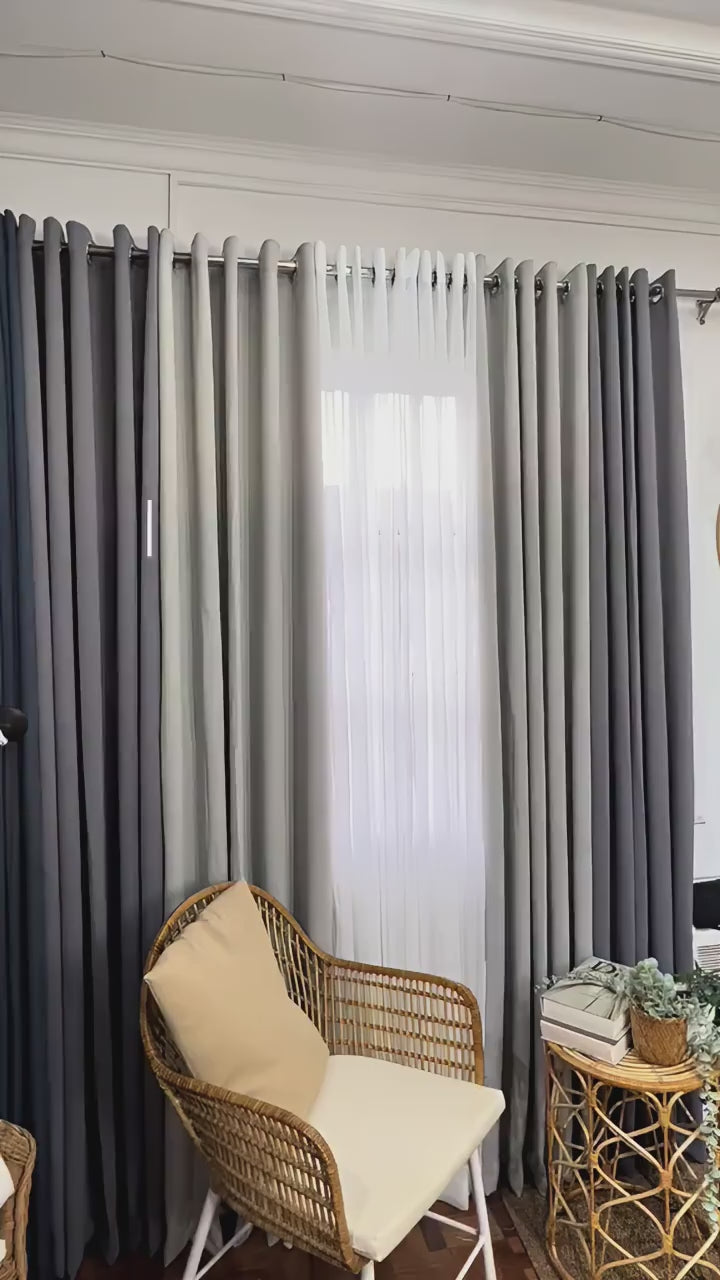 Silver Gray & Light Gray Curtain Set | 6-in-1 | Blackout