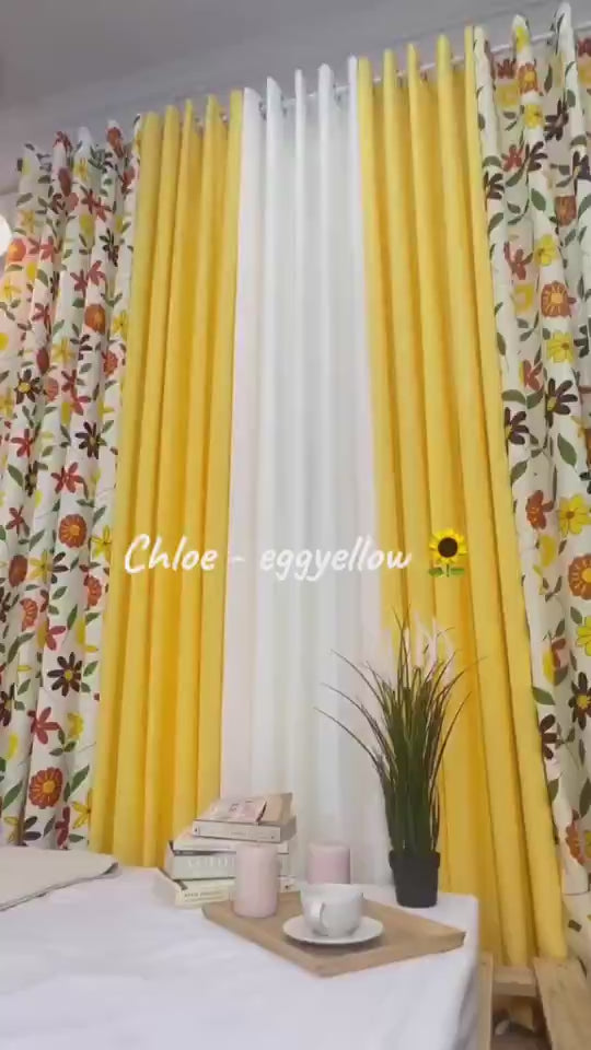 Sunflower Yellow & Katrina Egg Yellow Curtain Panel | Per Piece | Non-Blackout